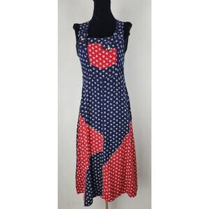 Gibb Dress women's L floral patchwork Blue/Red teacher country western school